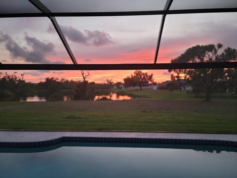 Natural landscape, Swimming pool, Sunset