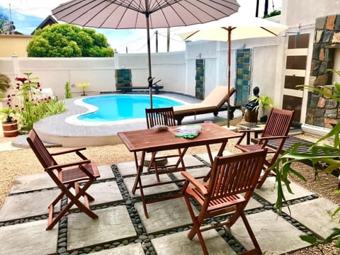 Patio, Natural landscape, Balcony/Terrace, Seating area, Pool view, Swimming pool
