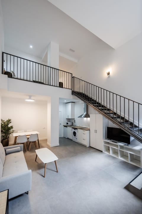 Kitchen or kitchenette, Living room, Seating area