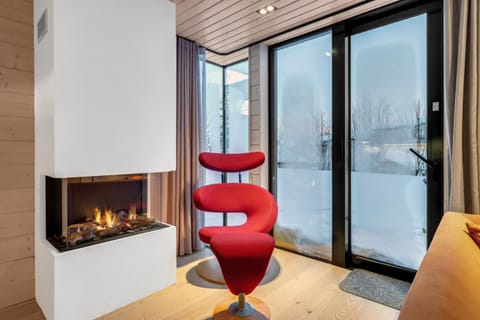 Winter, Living room, Seating area, fireplace