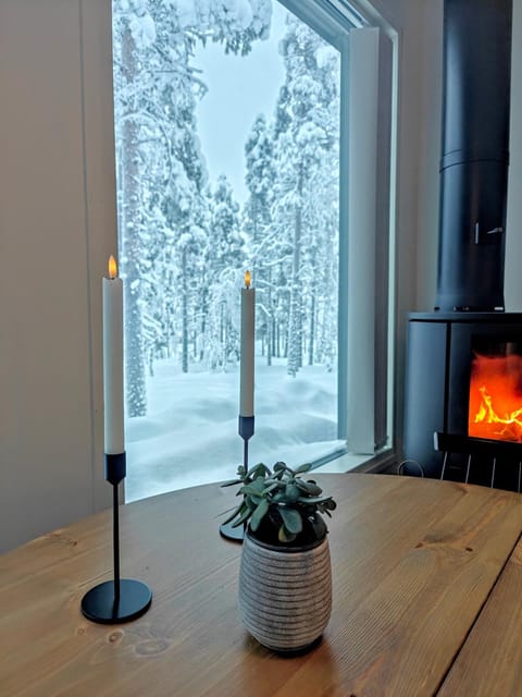 Winter, Dining area, fireplace