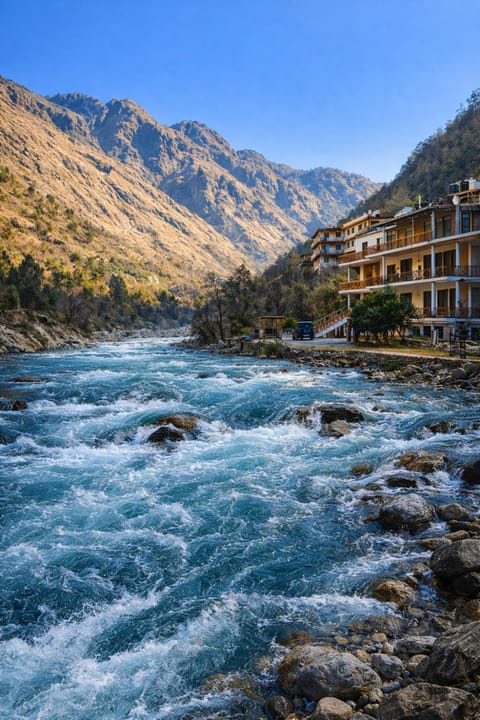 Day, Natural landscape, Mountain view, River view