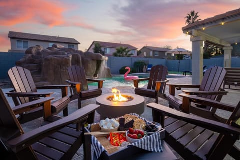 Pool view, Swimming pool, fireplace