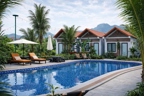 Property building, Natural landscape, Pool view, Swimming pool, sunbed
