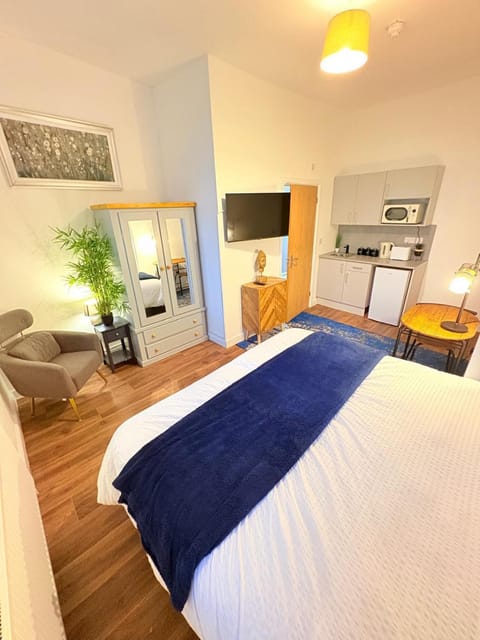 Bed, TV and multimedia, Kitchen or kitchenette, Photo of the whole room, Dining area, Bedroom