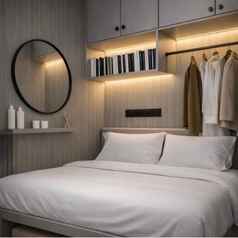 Bed, Photo of the whole room, Bedroom, wardrobe