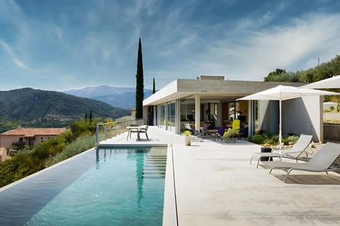 Property building, Living room, Swimming pool
