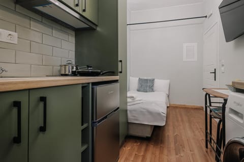 Bed, Kitchen or kitchenette, Photo of the whole room, stove