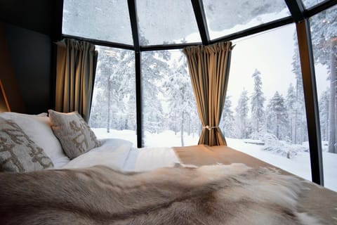 Bed, Natural landscape, Winter, Photo of the whole room, Bedroom