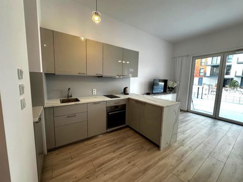 Kitchen or kitchenette, dishwasher, stove