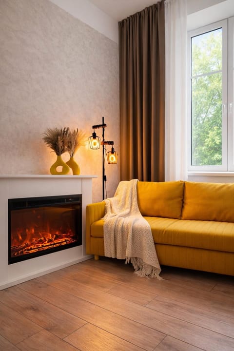 Bed, Kitchen or kitchenette, Seating area, fireplace, fireplace, oven, kitchen, kitchen