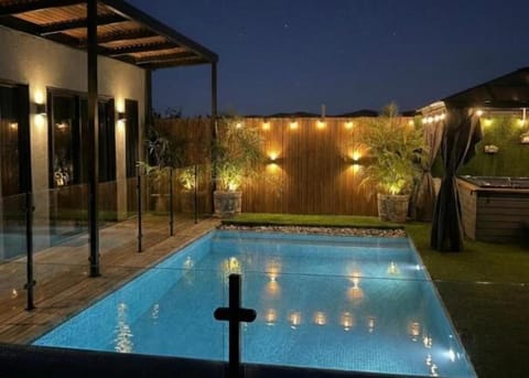 Night, Pool view, Swimming pool