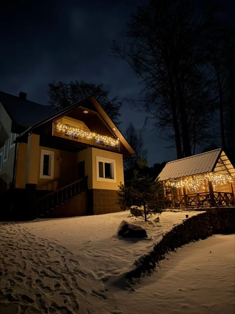 Property building, Night, Winter