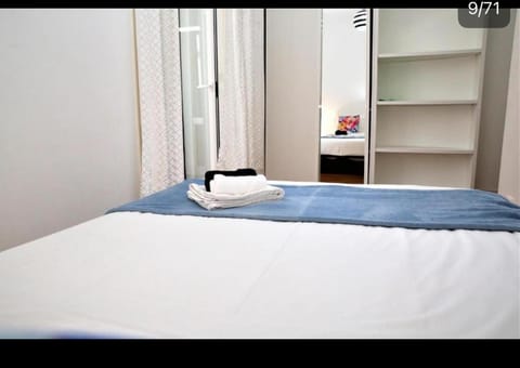 Bed, wardrobe