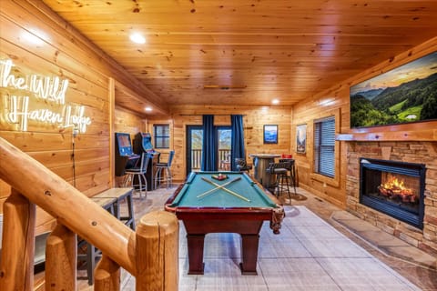 Billiard, Game Room, fireplace