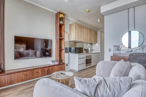 Kitchen or kitchenette, Living room, Seating area, dishwasher