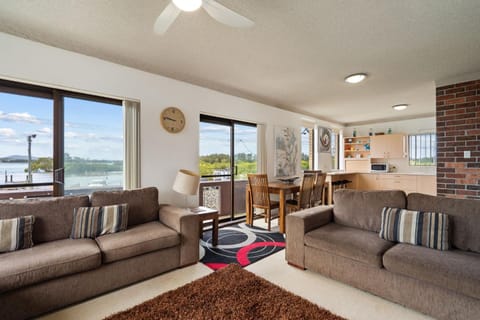 Living room, Seating area, Dining area, Lake view, River view