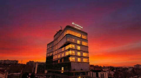 Property building, City view, Sunset