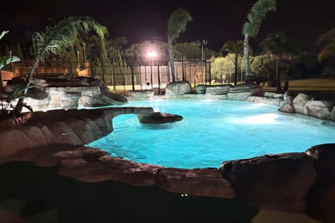 Night, Pool view, Swimming pool, Swimming pool