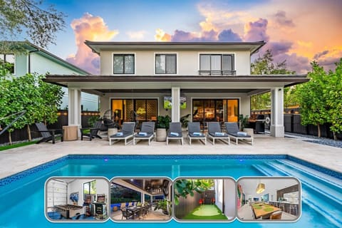 Property building, Patio, Day, Natural landscape, Pool view, Swimming pool, sunbed