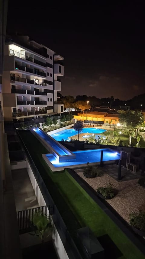 Night, Pool view, Swimming pool