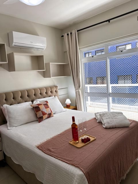 Bed, Photo of the whole room, Bedroom, towels, air conditioner