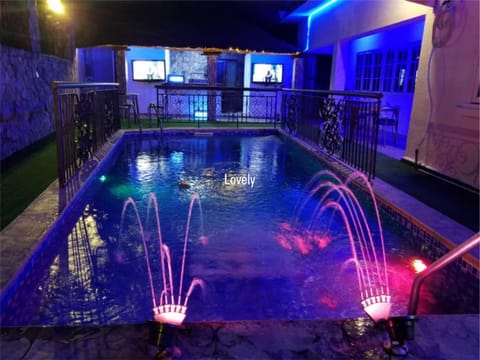 Night, Pool view, Swimming pool