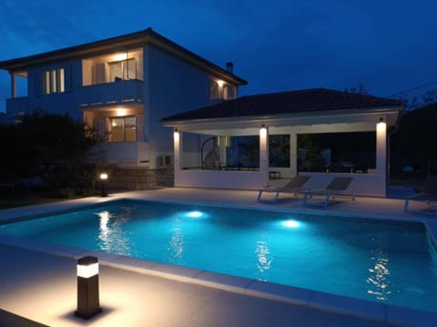 Property building, Patio, Night, Pool view, Swimming pool, sunbed