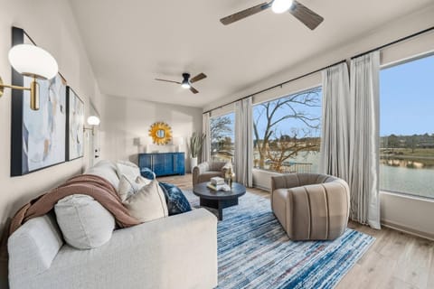 Living room, Seating area, Lake view