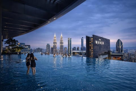 People, City view, Pool view, Swimming pool, group of guests