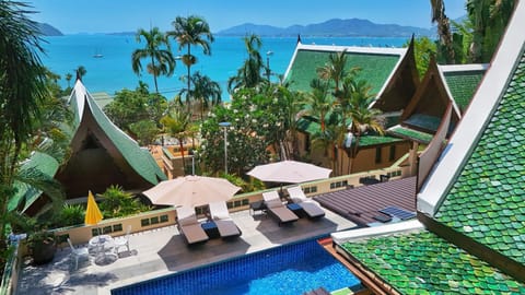 Patio, Spring, Day, Natural landscape, Garden, View (from property/room), Balcony/Terrace, Garden view, Mountain view, Pool view, Sea view, Swimming pool