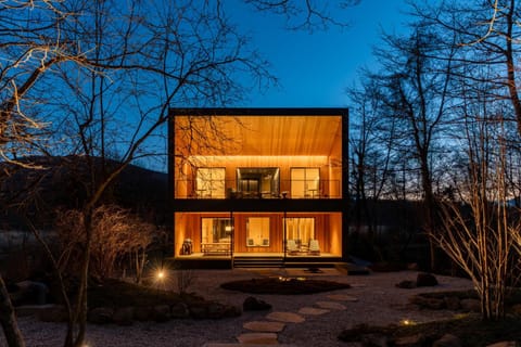 Property building, Night, Garden, Garden view