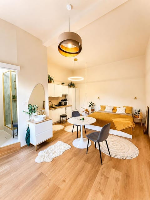 Kitchen or kitchenette, Living room, Photo of the whole room, Dining area, stove