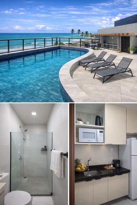 Natural landscape, Bathroom, Kitchen or kitchenette, Sea view, Swimming pool, sunbed