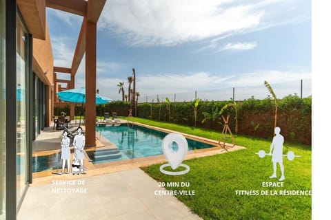 Patio, Garden, Pool view, Swimming pool, group of guests, sunbed