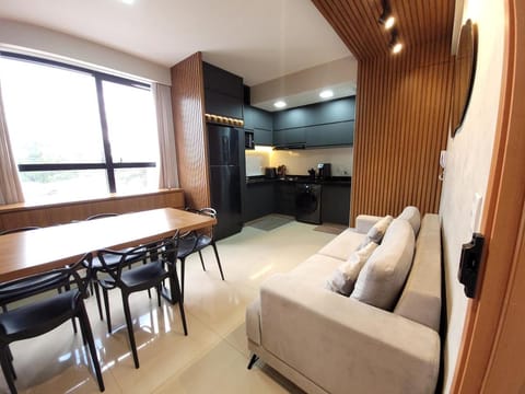 Kitchen or kitchenette, Living room, Seating area, Dining area, stove