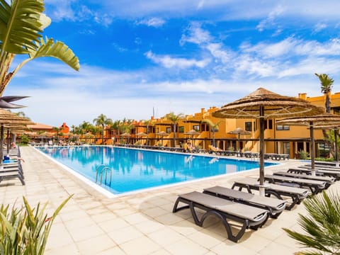 Swimming pool, sunbed