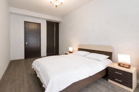 Bed, wardrobe
