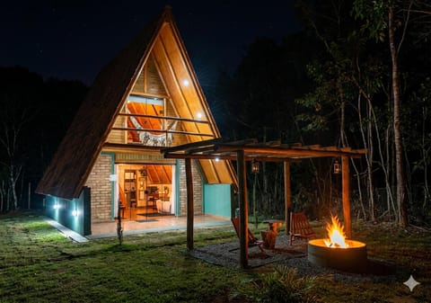 Property building, Night, Natural landscape, fireplace