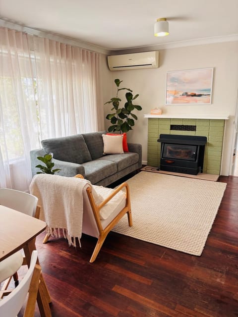 Living room, fireplace, air conditioner
