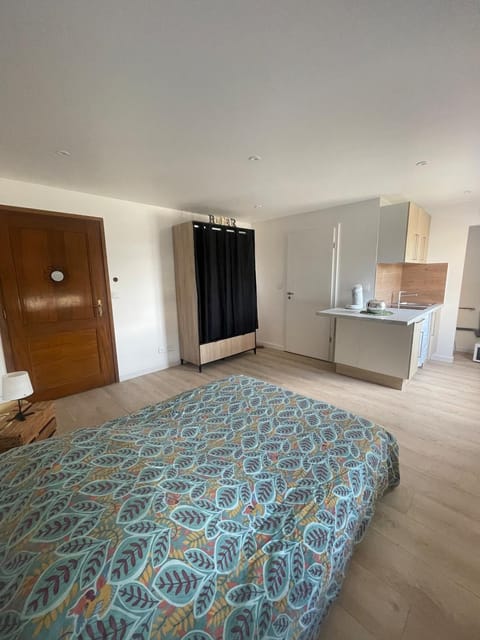 Bed, Kitchen or kitchenette, wardrobe