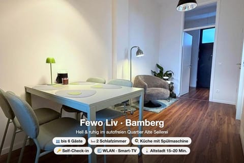 Living room, Dining area, Text overlay