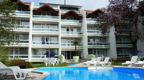 Property building, Garden, Swimming pool, sunbed