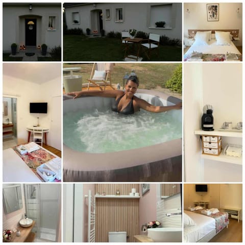 Bed, Hot Tub, View (from property/room), Photo of the whole room, Bedroom, towels
