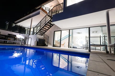 Patio, Night, BBQ facilities, Pool view