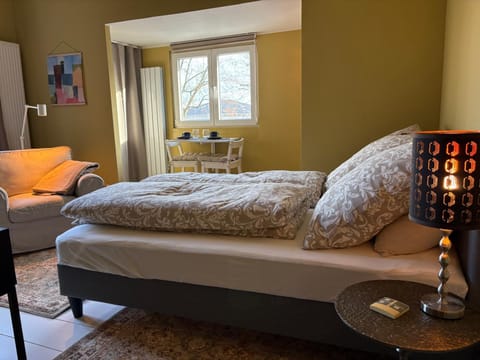 Bed, Living room, Photo of the whole room, Seating area, Bedroom, Food