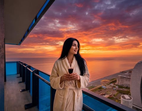 Day, People, Natural landscape, View (from property/room), Balcony/Terrace, Sea view, Sunrise, Sunset, group of guests