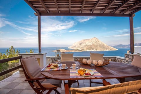 Patio, Day, Natural landscape, View (from property/room), Balcony/Terrace, Food and drinks, Dining area, Food, Mountain view, Sea view, Breakfast, Continental breakfast