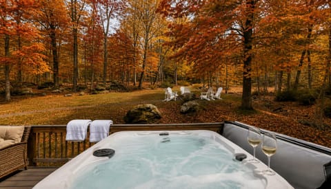 Patio, Natural landscape, Hot Tub, View (from property/room), Autumn, Alcoholic drinks