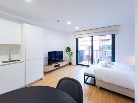 Communal lounge/ TV room, Bed, TV and multimedia, Photo of the whole room, Bedroom